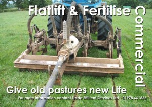 Commercial fertiliser application in grass pasture field flatlifting and fertilising with nitrogen, phosphorus and organic matter